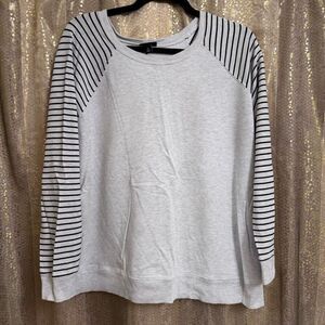 Torrid Heather Gray Black Striped Raglan Sleeve Pullover Sweater 2XL